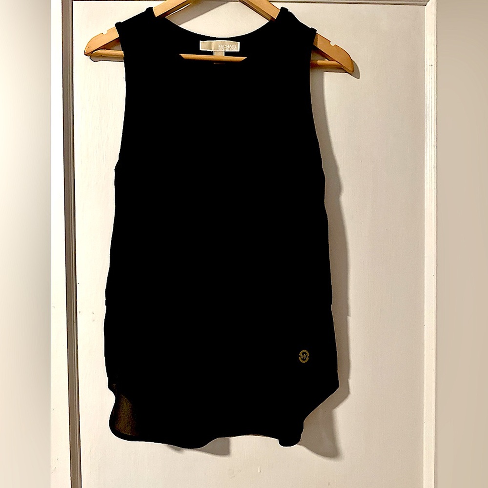 MICHAEL Michael Kors black scoop-neck tank top with tiers